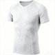 Men's White Ribbed Compression V-Neck Shirts – Quick Dry Performance Baselayer for Athletic Activities