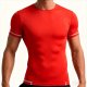 Men's Red Compression Shirts with Contrast Stripes – Quick Dry Moisture Wicking Performance Tops