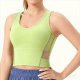 Women's Light Green Sleeveless Crop Top with Side Mesh – Breathable Yoga Running Athletic Tank Top No Padding