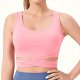Women's Pink Cross-Cut Sleeveless Crop Top – Yoga Running Athletic Tank Top No Padding